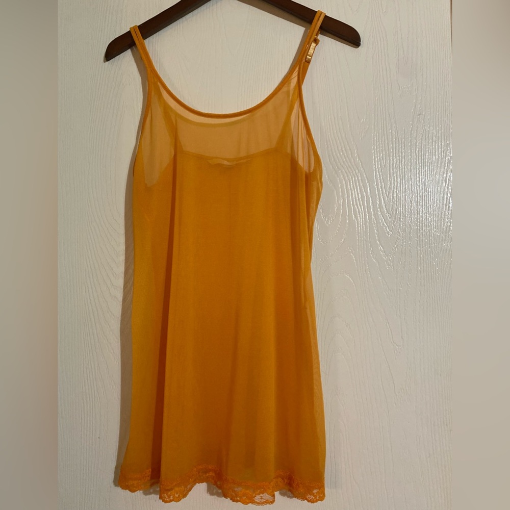 90’s Vintage Orange Micro Mesh Sheer Victoria’s Secret Size M